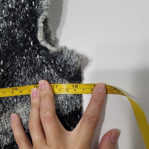 BCIM Gray Black Stripe Knit Open Vest Cardigan Waterfall Boho Casual Pocket Sz M - Picture 8 of 8